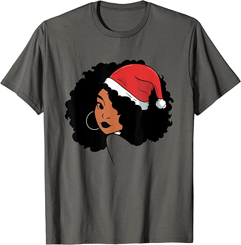 Afro Santa African American Black Womens Melanin Christmas T-Shirt