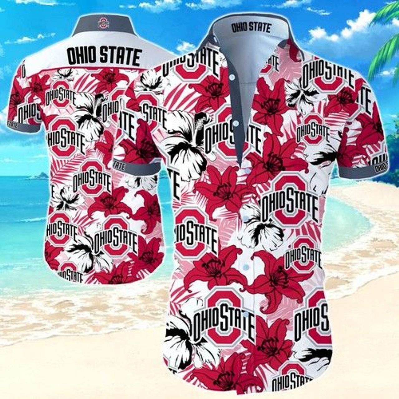 NCCA Ohio State Buckeyes Flower Red Hawaiian Shirt