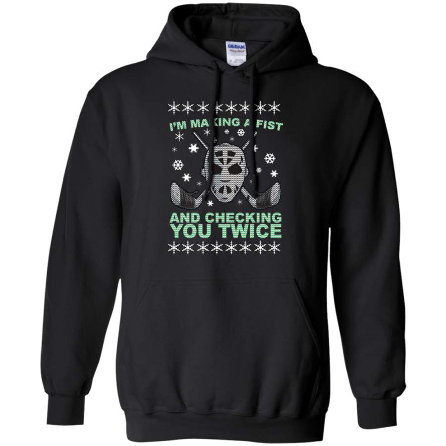 Hockey T Shirts for Men – Ugly Christmas Sweater Hockey G185 Gildan Pullover Hoodie 8 oz.