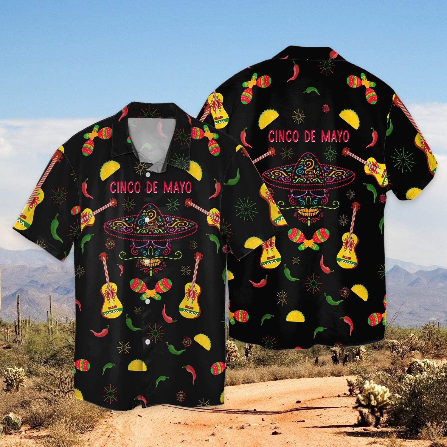 Beach Shirt Cinco De Mayo Tacos Black Unisex Hawaiian Shirts