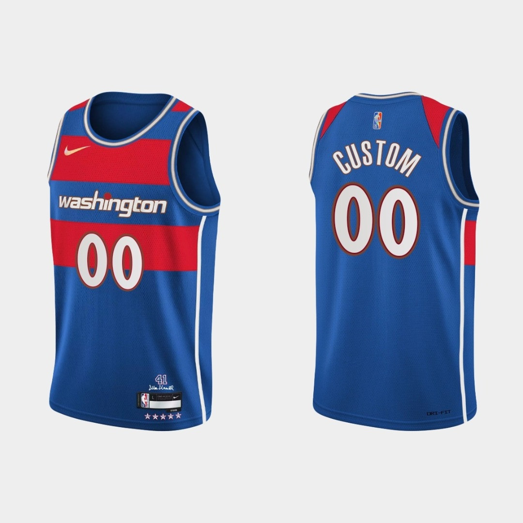 Washington Wizards NBA Basketball City Brandedition Blue Jersey Gift With Custom Name Number For Wizards Fans