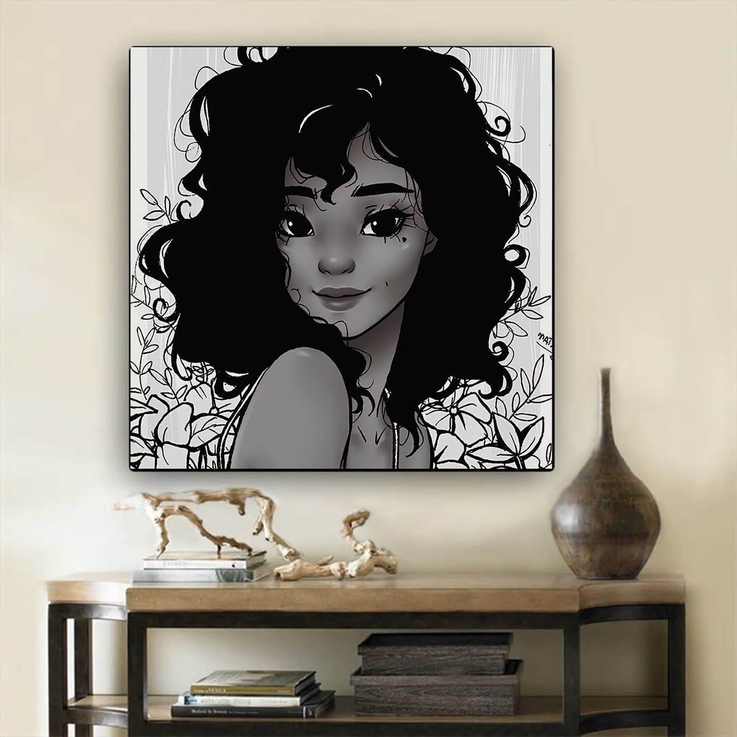 African Canvas Art Beautiful Girl With Afro African American Art Prints Afrocentric Home Decor BPS18270