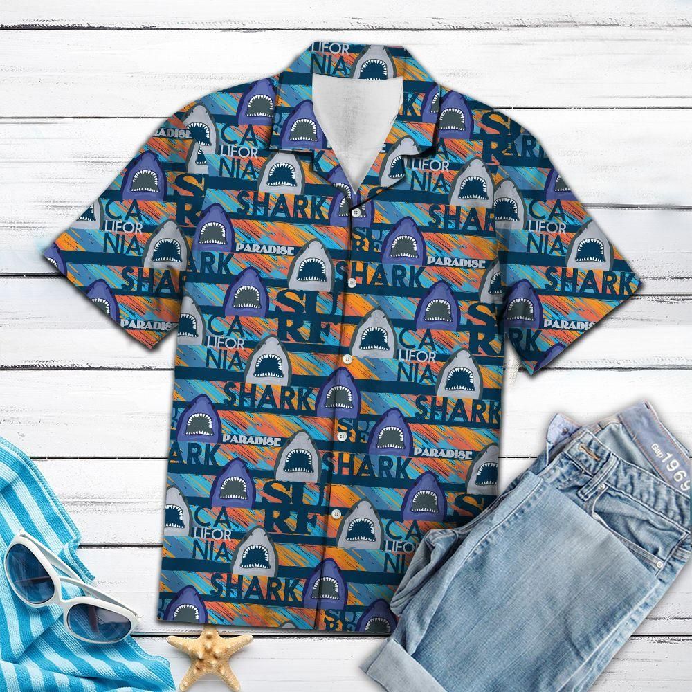 Shark Paradise Aloha Hawaiian Shirt Colorful Short Sleeve Summer Beach Casual Shirt For Men And Women