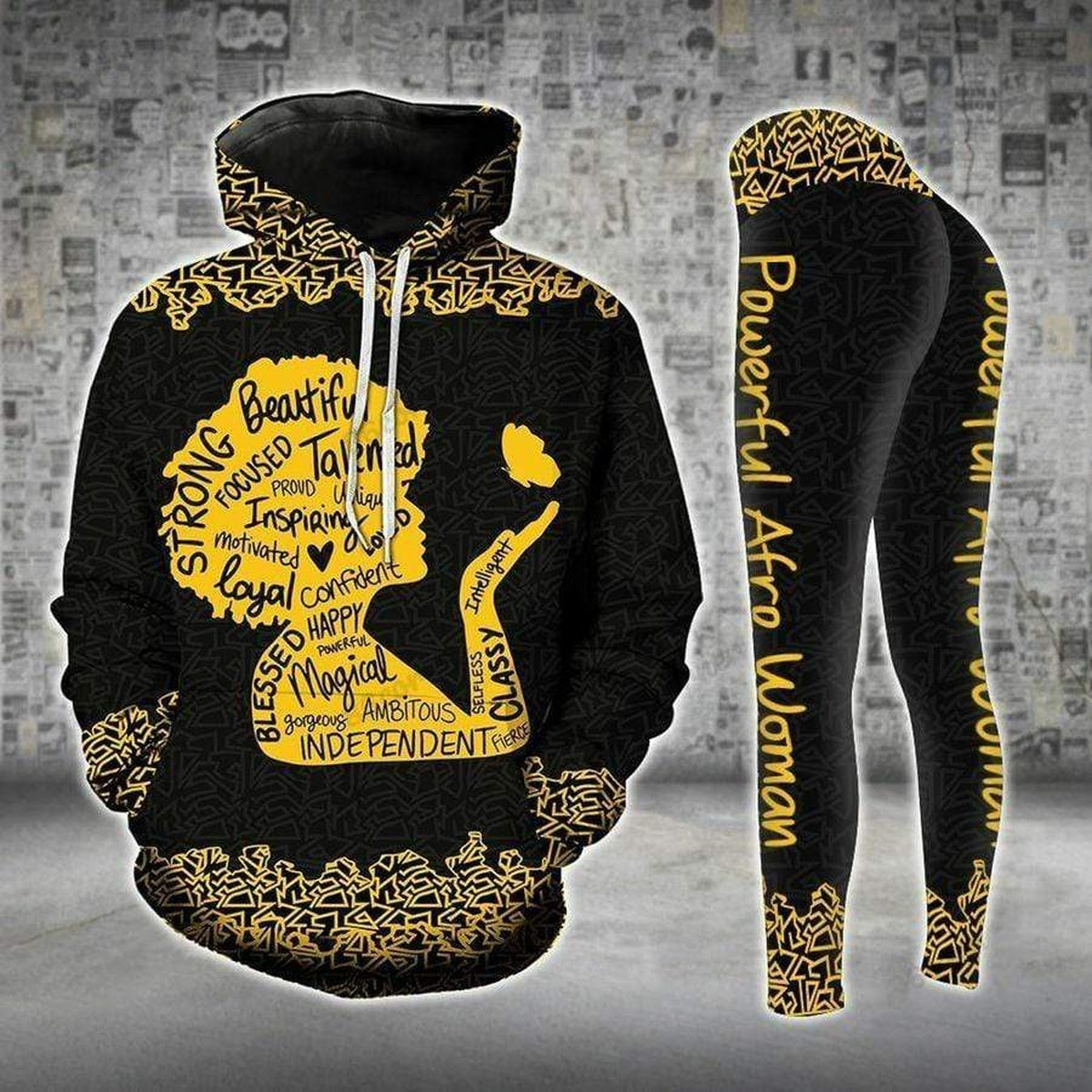 Black Powerful Afro Legging Hoodie , African Legging Hoodie