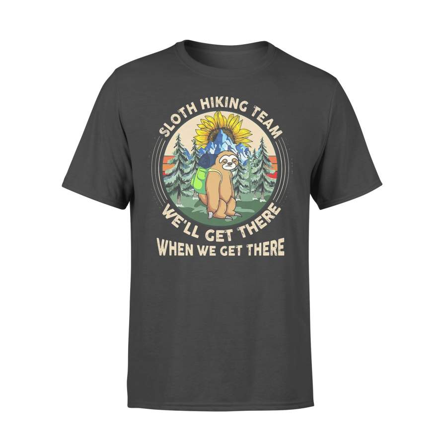 Sloth Hiking Team We’ll Get There When We Get There Sunflower Forest Vintage T-shirt