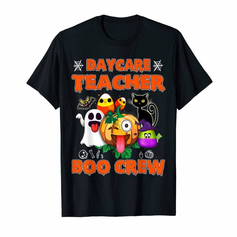 Black Cat Pumpkin Candy Ghost Shirt Daycare Teacher Boo Crew