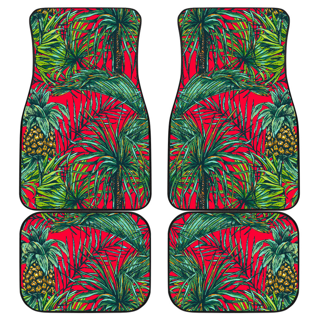 Pineapple Leaves Hawaii Pattern Print Front And Back Car Floor Mats, Front Car Mat