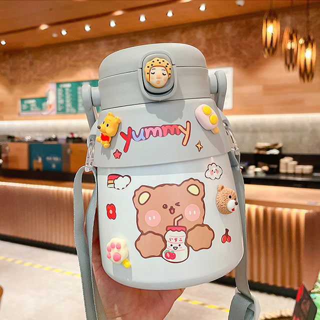 Adorable Pastel Stainless Steel Bucket W/ Stickers – 900 Ml