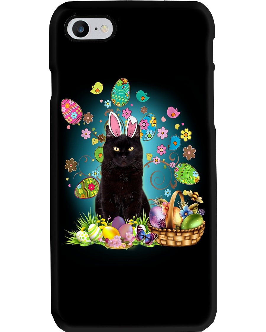 Black Cat Bunny Happy Easter Day Phone Case