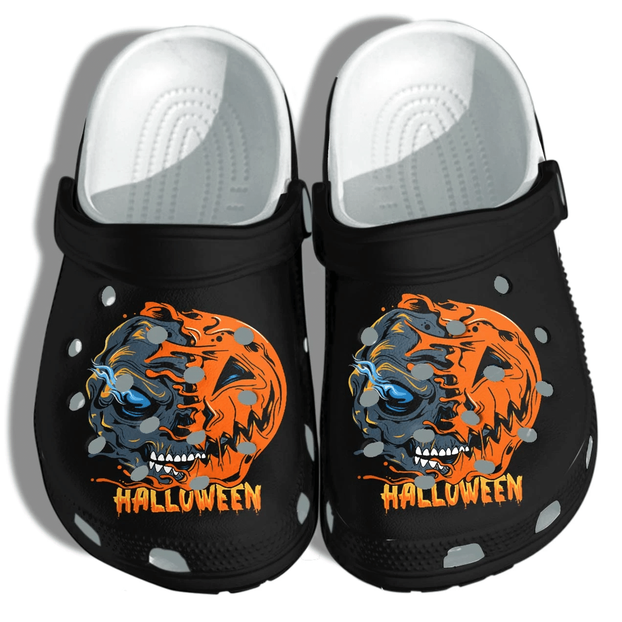 Halloween Pumpkin Skull Face Tattoo Shoes Clog – Halloween Crocs Crocband Clog Birthday Gift For Man Boy