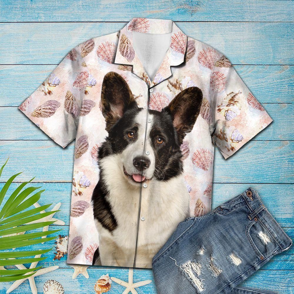 Aloha Shirt Seashells And Cute Cardigan Welsh Corgi H207034  Hawaiian Shirt