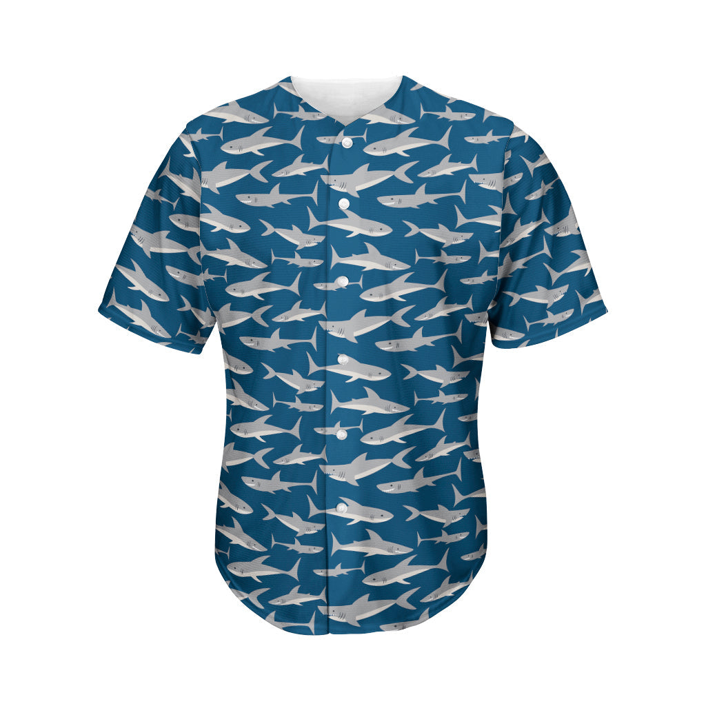 White Shark Pattern Print Men’S Baseball Jersey 3D Print