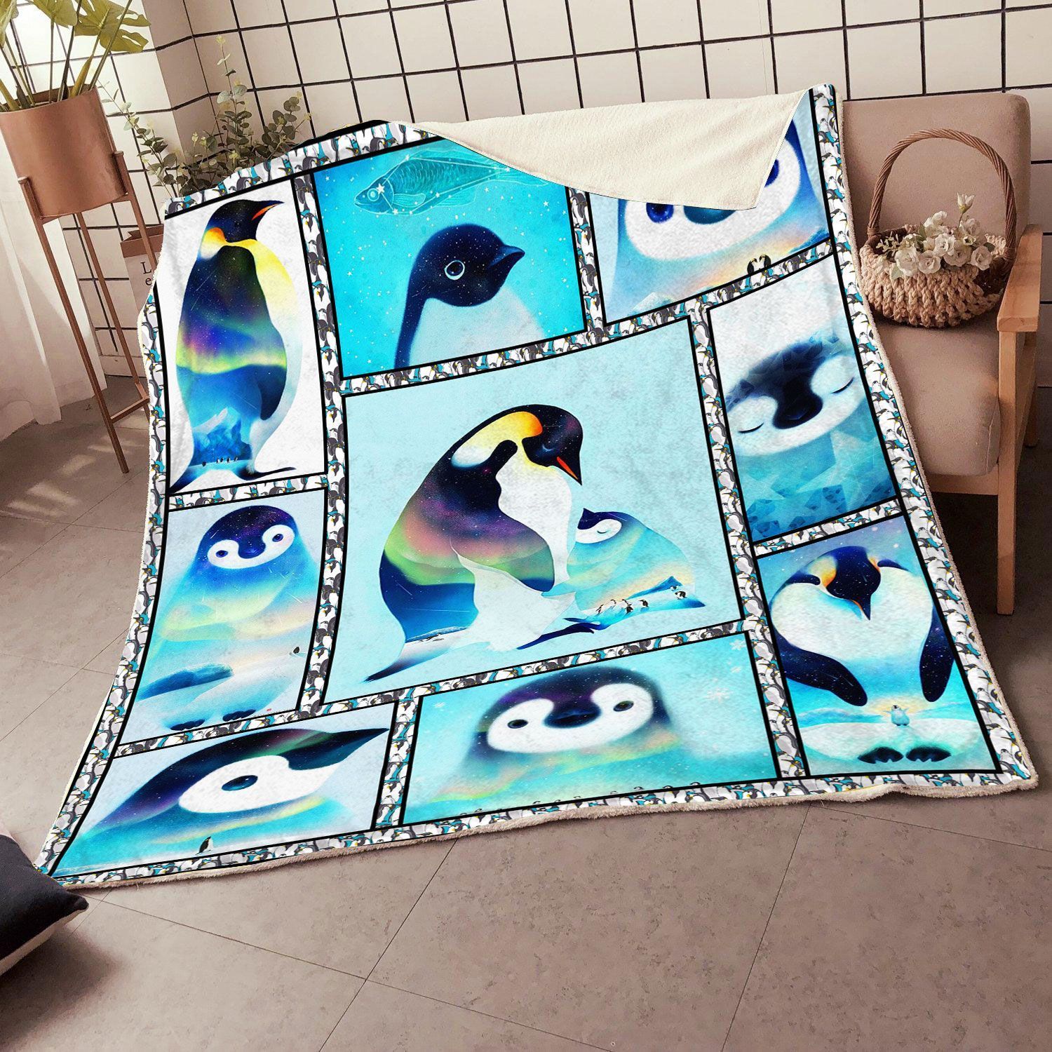 Penguin Family Fleece Blanket Print 3D, Unisex, Kid, Adult