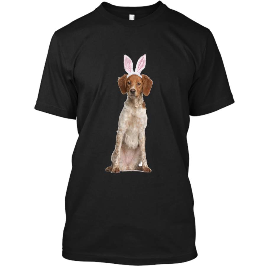 Brittany Wearing Easter Bunny Ears Dog T-Shirt Custom Ultra Cotton