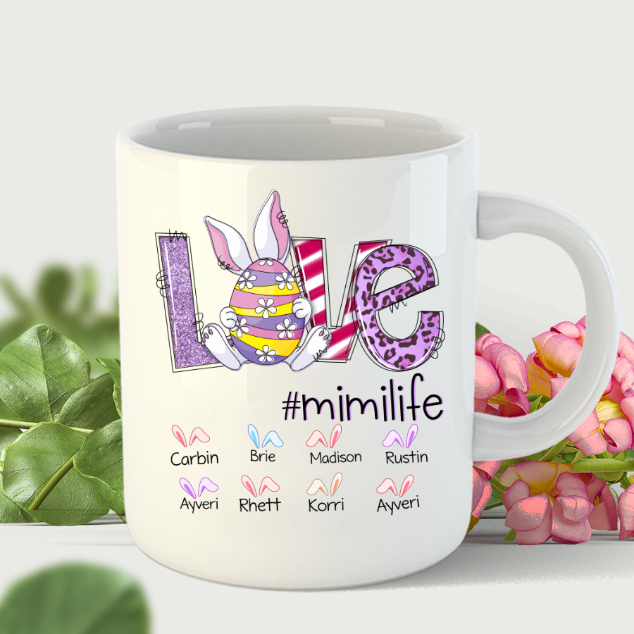 Love Bunny Grandma Life Custom Names Mug