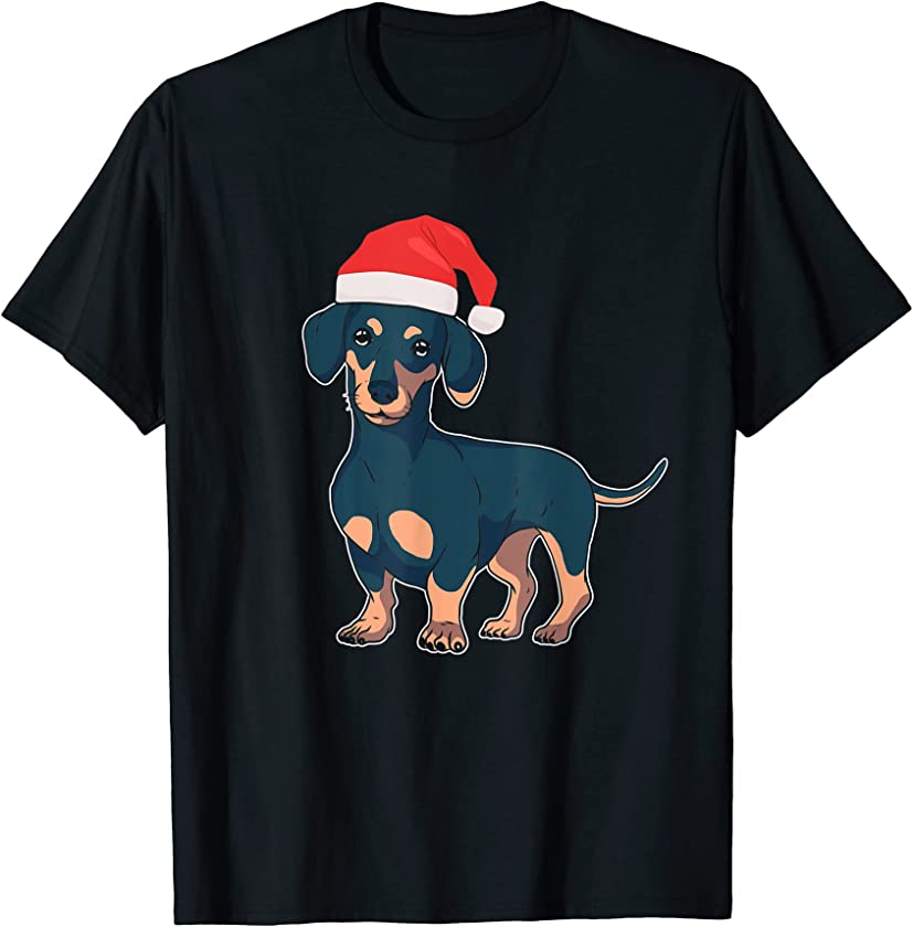 Dachshund Weiner Dog Santa Hat Christmas Tree Weiner Puppy T-Shirt