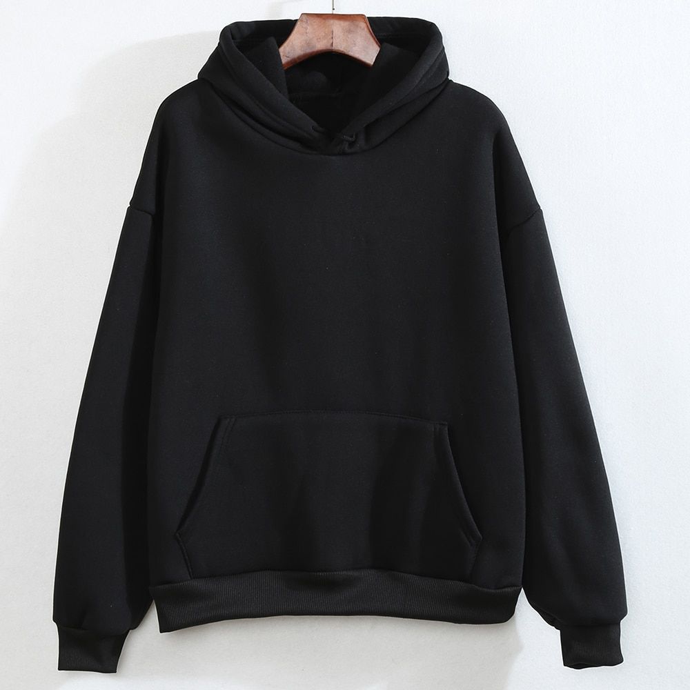 Solid Color Oversize Hoodie Plus Velvet Basic Sweatshirt