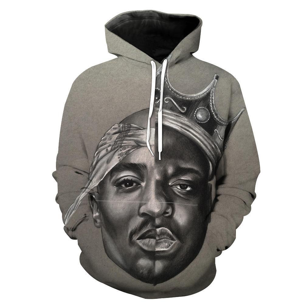 2Pac and Notorious Big Hoodies – Biggie Smalls Tupac Pullover Grey Hoodie