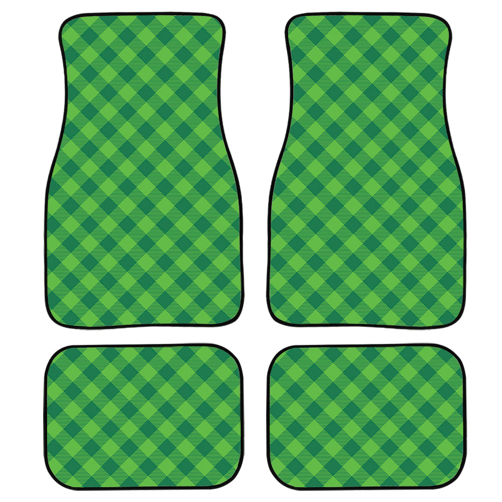 Green St. Patrick’S Day Plaid Print Front And Back Car Floor Mats, Front Car Mat