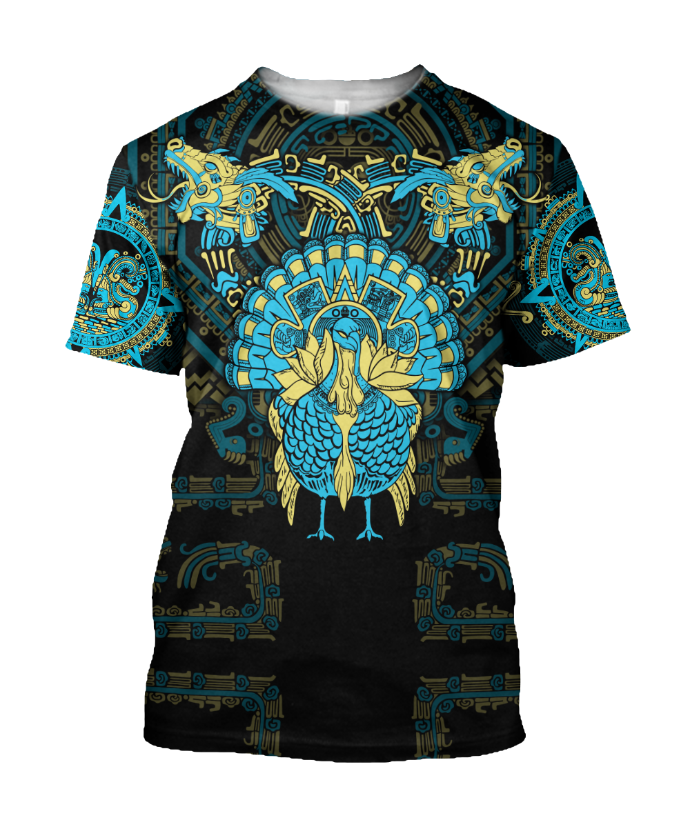 Blue Turkey Thanskgiving Hoodie Tshirt – Style Aztec 3D Hoodie Zip Thanksgiving Gift For Man Boy Friend