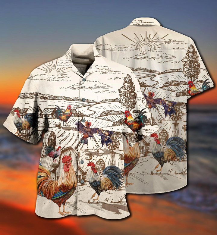 Farm Chicken Awesome Farmer Roosters Hawaiian Shirt 3D