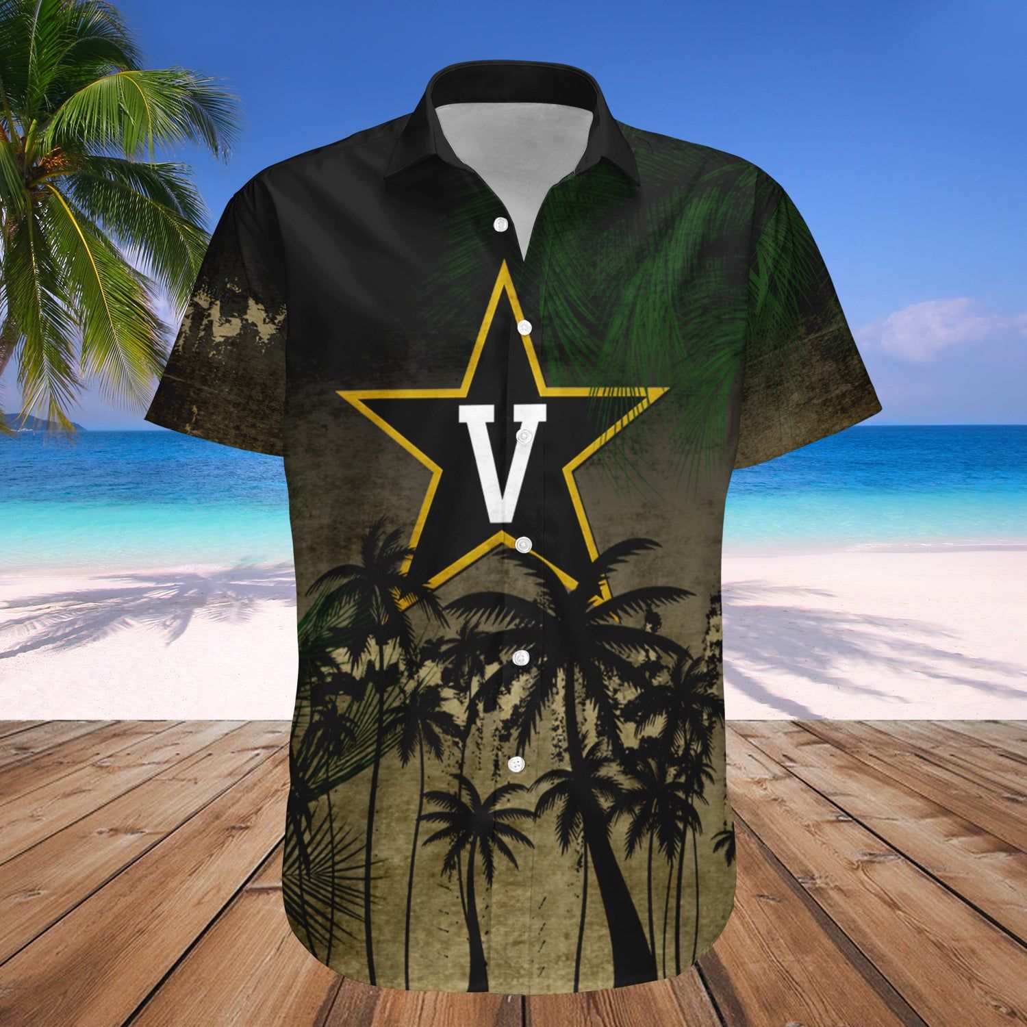 Vanderbilt Commodores Hawaii Shirt Coconut Tree Tropical Grunge – NCCA