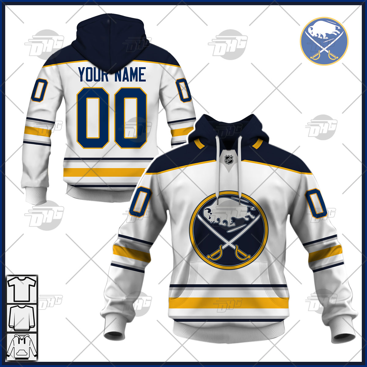 Personalized Mens Buffalo Sabres 2022 Fanatics Branded White Away Jersey Personalize Hoodie