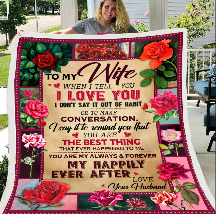 To My Wife You Are The Best Thing, Roses Fleece Blanket Gift For Wife Couple Valentine’S Day Home Decor Bedding Couch Sofa Soft And Comfy Cozy