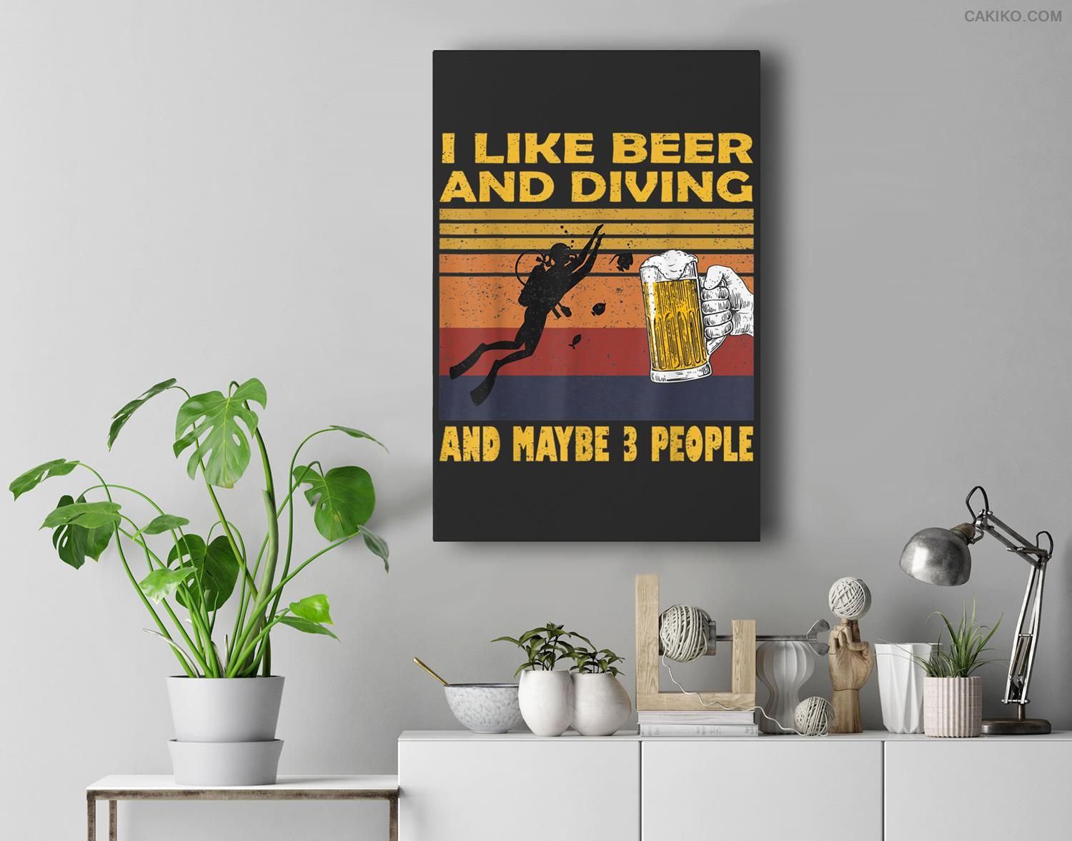 I Like Beer And Diving And Maybes 3 People Vintage Premium Wall Art Canvas Decor