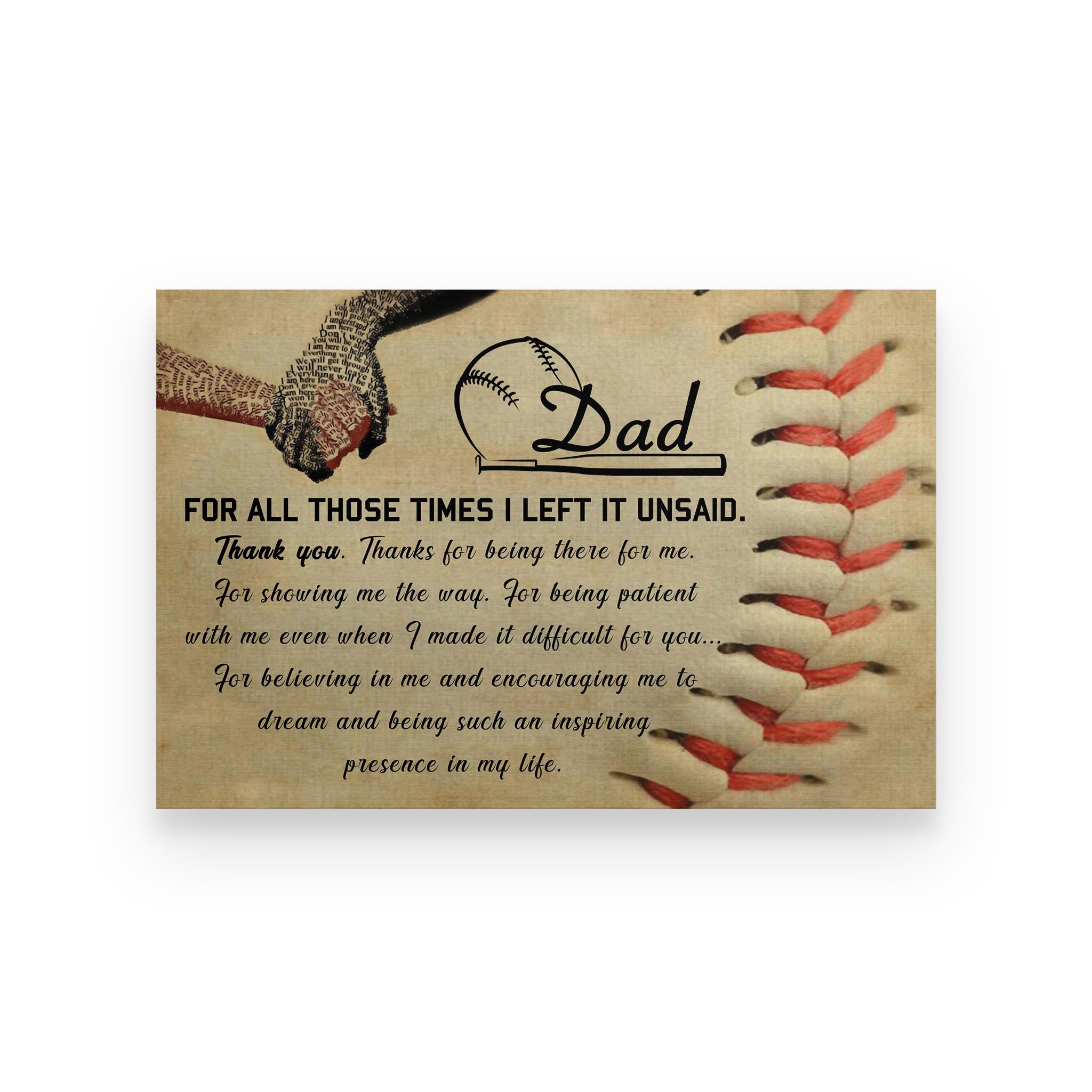 Baseball poster to dad for all those times I left it unsaid