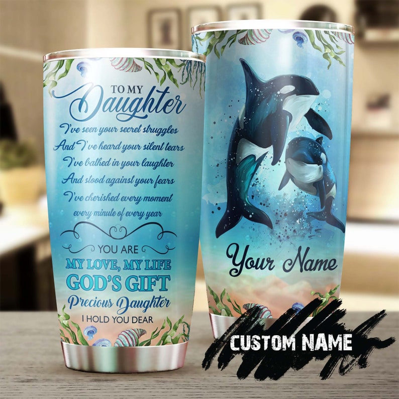 My Daughter You Are My God’S Gift Love Blue Ocean Whale Personalized Tumbler-Birthday Gift Christmas Gift For Daughter From Mom