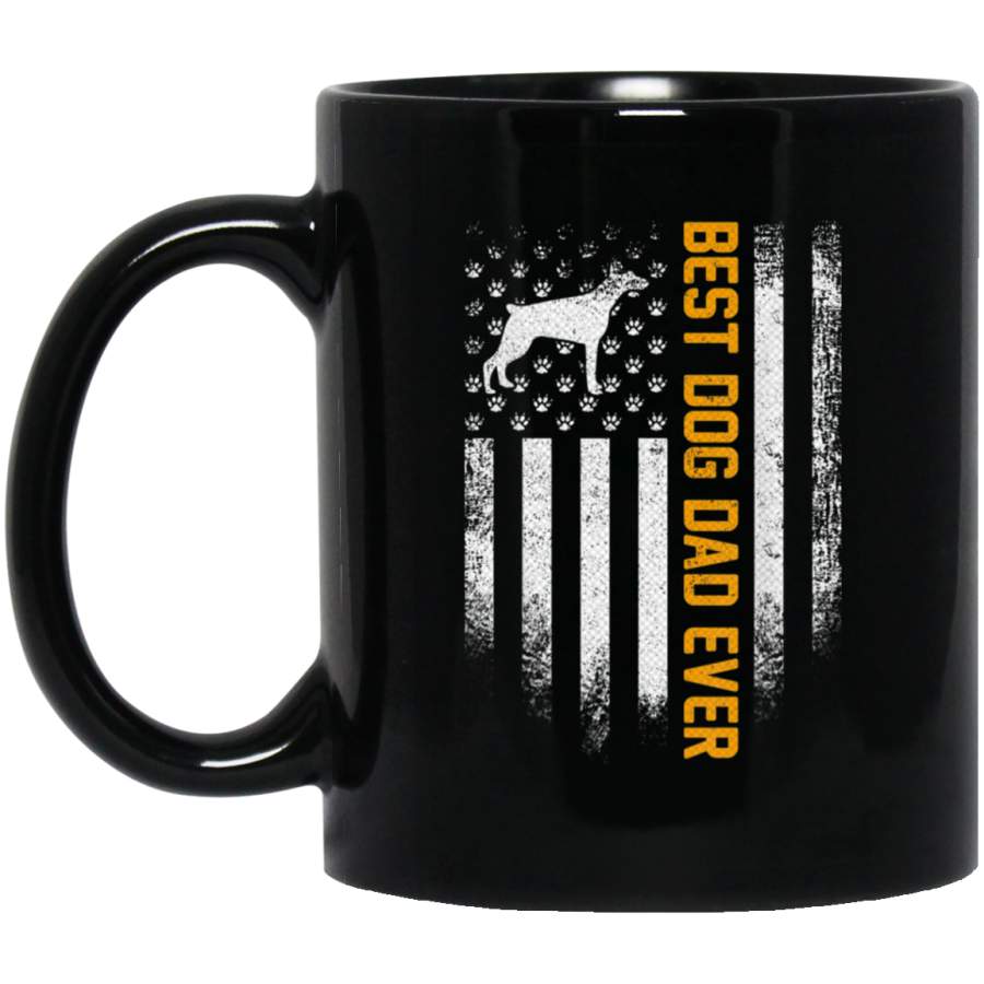 Vintage USA Best Doberman Pinscher Dad Ever American Flag 11 oz 15 oz Mug Black