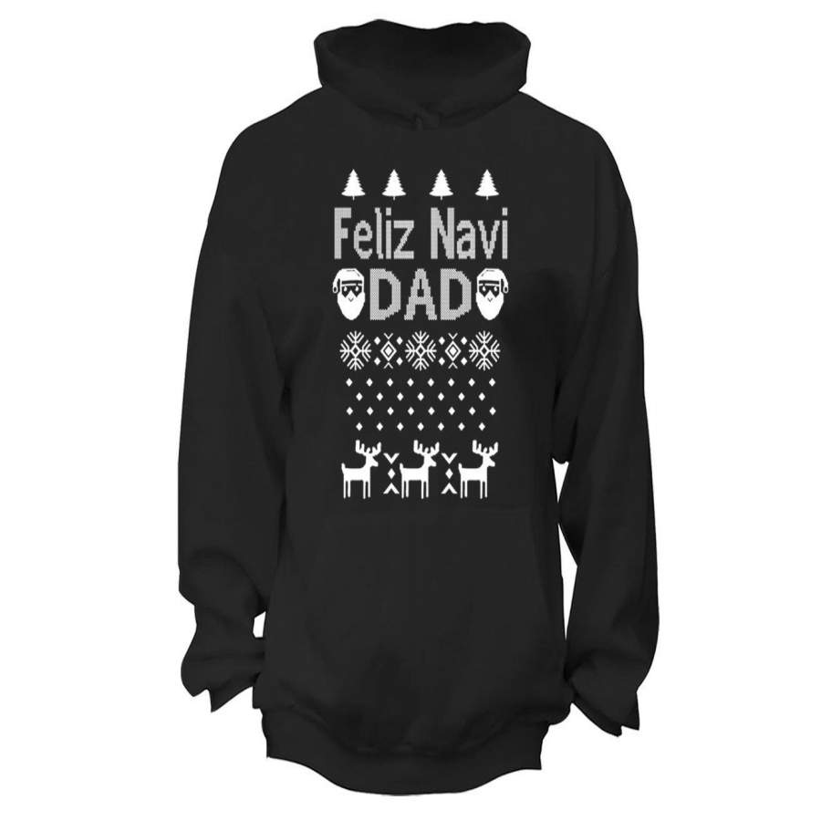 XtraFly Apparel Feliz Navi Dad Navidad Ugly Christmas Hooded-Sweatshirt Pullover Hoodie