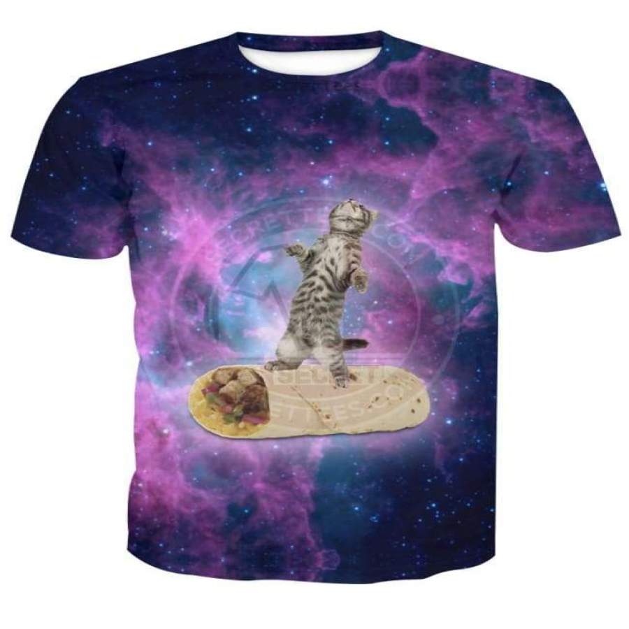 Burrito Kitten Cat Galaxy 3D T-shirt