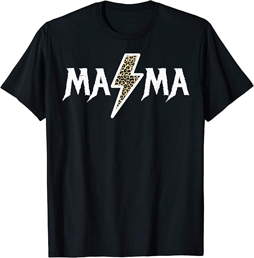 Rock N Roll Mama Leopard Lightening Bolt Gifts For Mom T-Shirt