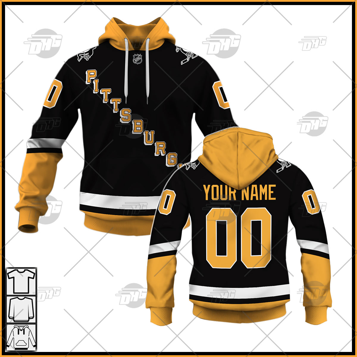 Personalized Mens Pittsburgh Penguins Black 202122 Alternate Primegreen Pro Jersey Personalize Hoodie