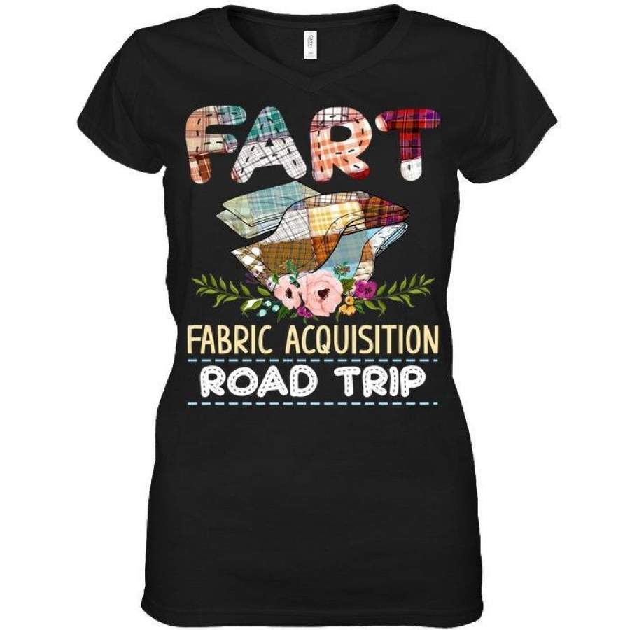 Quilting Fart Road Trip Cute Shirt Ladies V-Neck