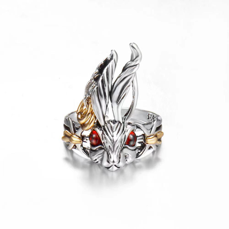 Sweet Style Red Blue Eye Bunny Ring Fashion Ladies Romantic Rings Valentine’s Day Dating Ring Jewelry Gift Rabbit Resizable alx