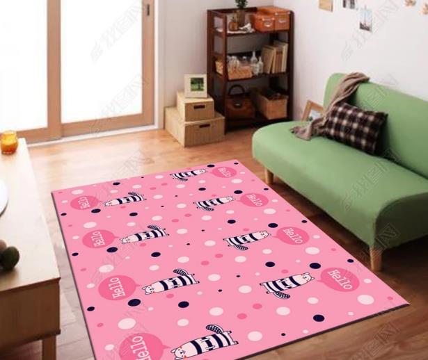 3D Cartoon Pink Animal Non-Slip Rug Mat 276