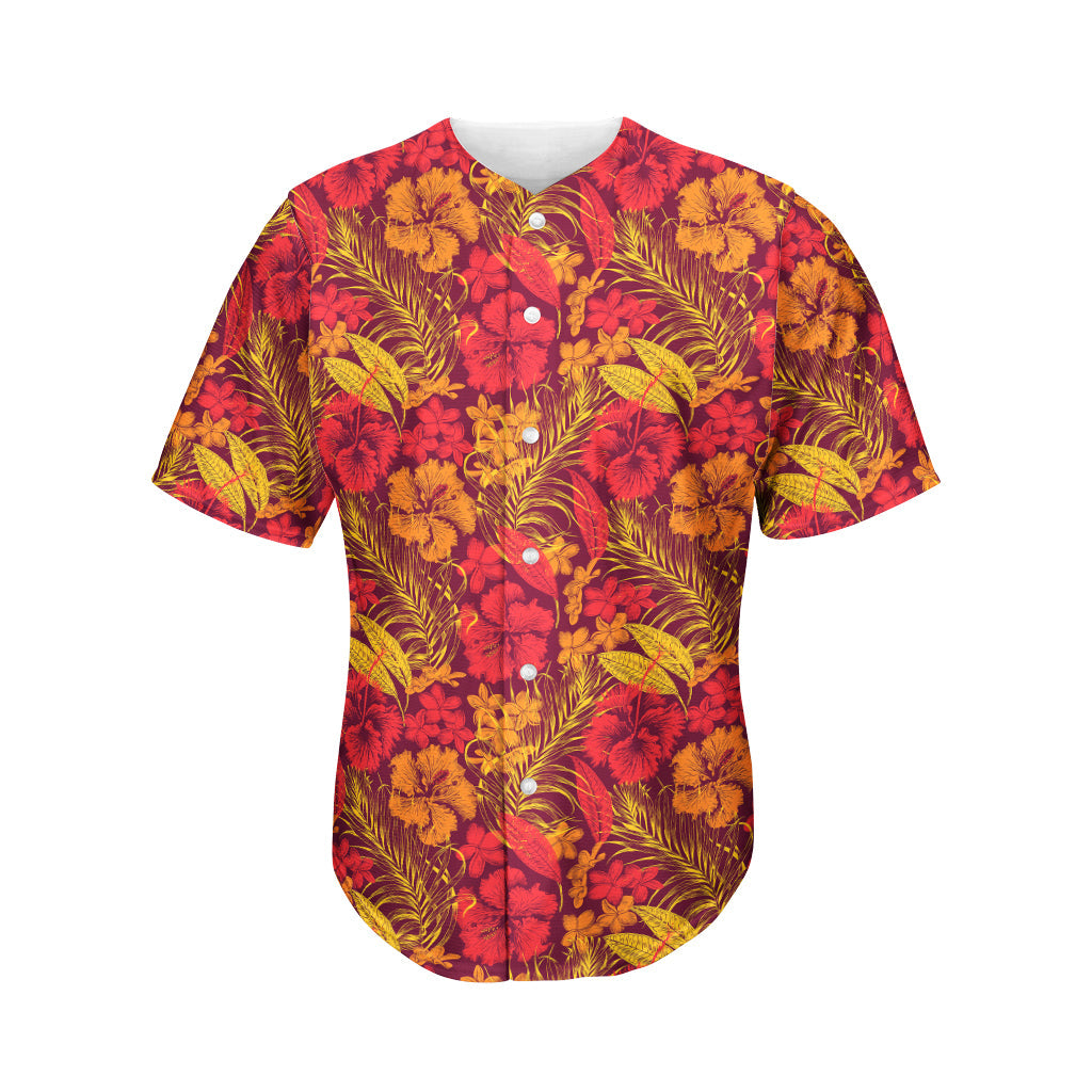 Retro Hawaii Tropical Floral Print Baseball Jersey Ha43494