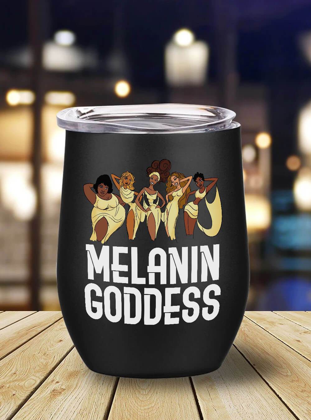 African American Tumbler Melanin Goddess Afro Girls Stainless Steel Wine Tumbler Mug Black History Month Gift Ideas BPS7296