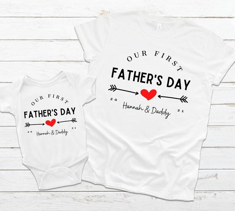 Our First Father’S Day Matching Set, Father’S Day Shirt, Happy Father’S Day Shirt, New Dad Gift, 2021 Father’S Day Gift, Gift For Dad