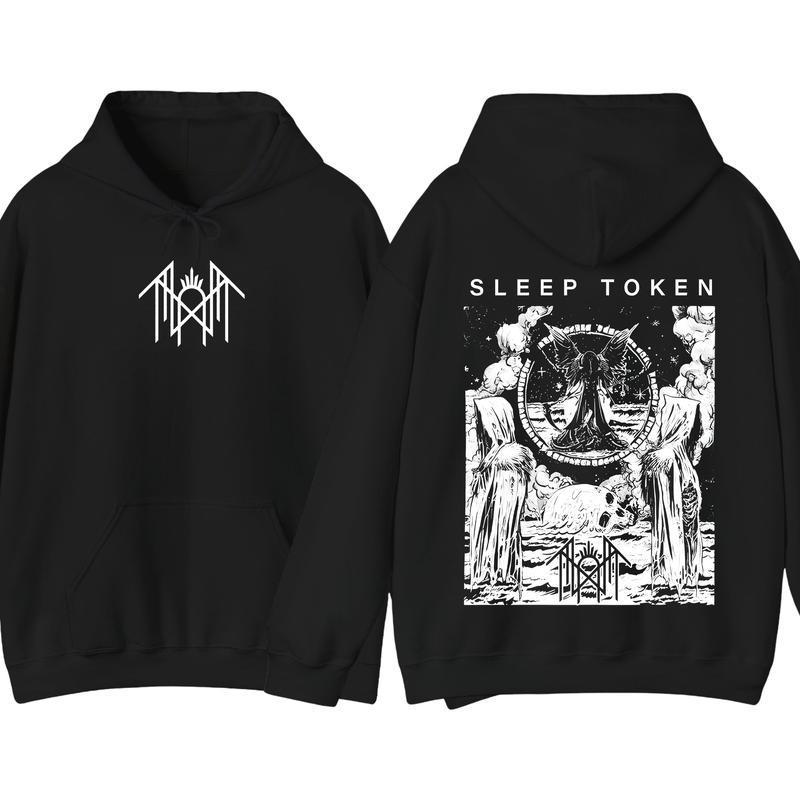 Sleep Token Angelic Ritual Hoodie Gothic Angel and Skull Art Design with Sacred Symbolism, Perfect for Metal Fans and Aesthetic Lovers, Unisex Fit Menswear Sweatshirts