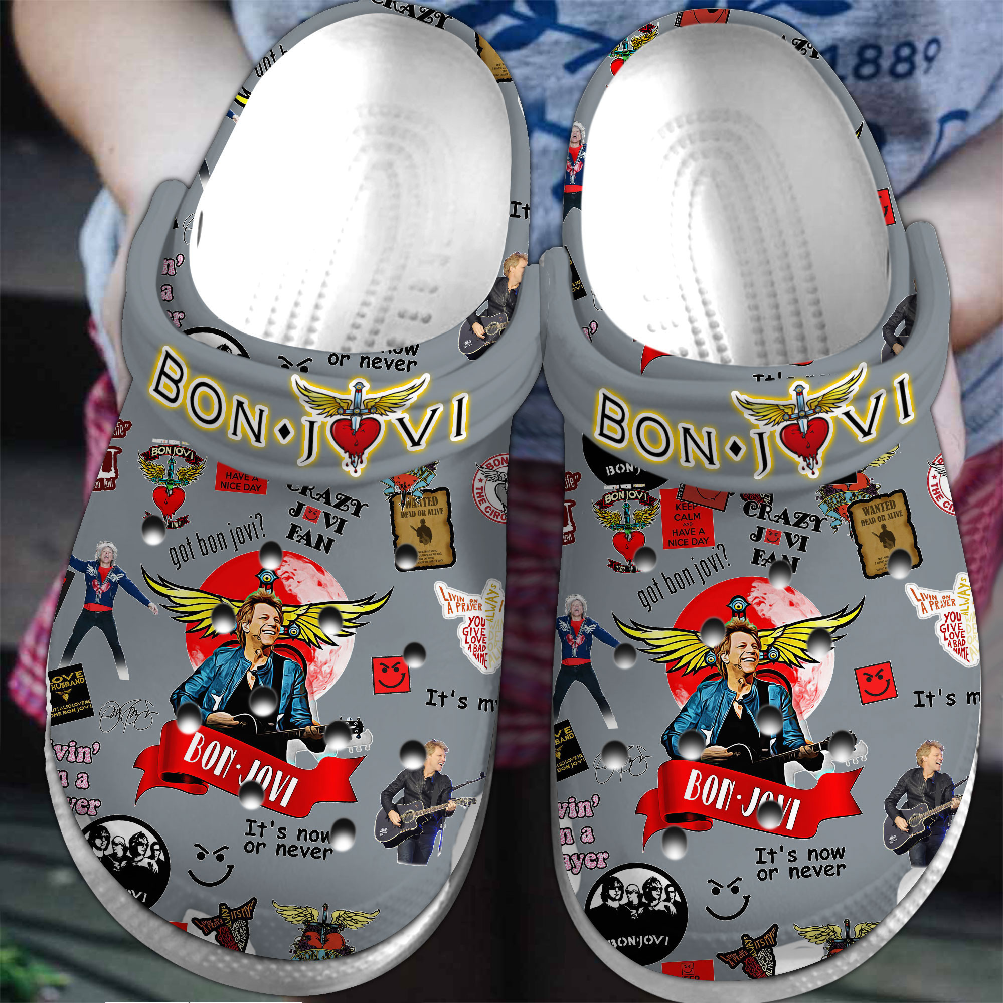 Bon Jovi Music Crocs Crocband Clogs Shoes Comfortable For Men Women and Kids 3