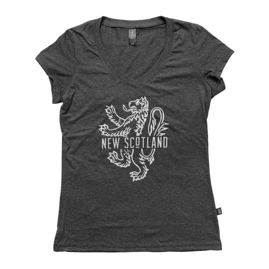 50/50 Organic Recycled Traditional Lion V-Neck T-shirt in Heather Black