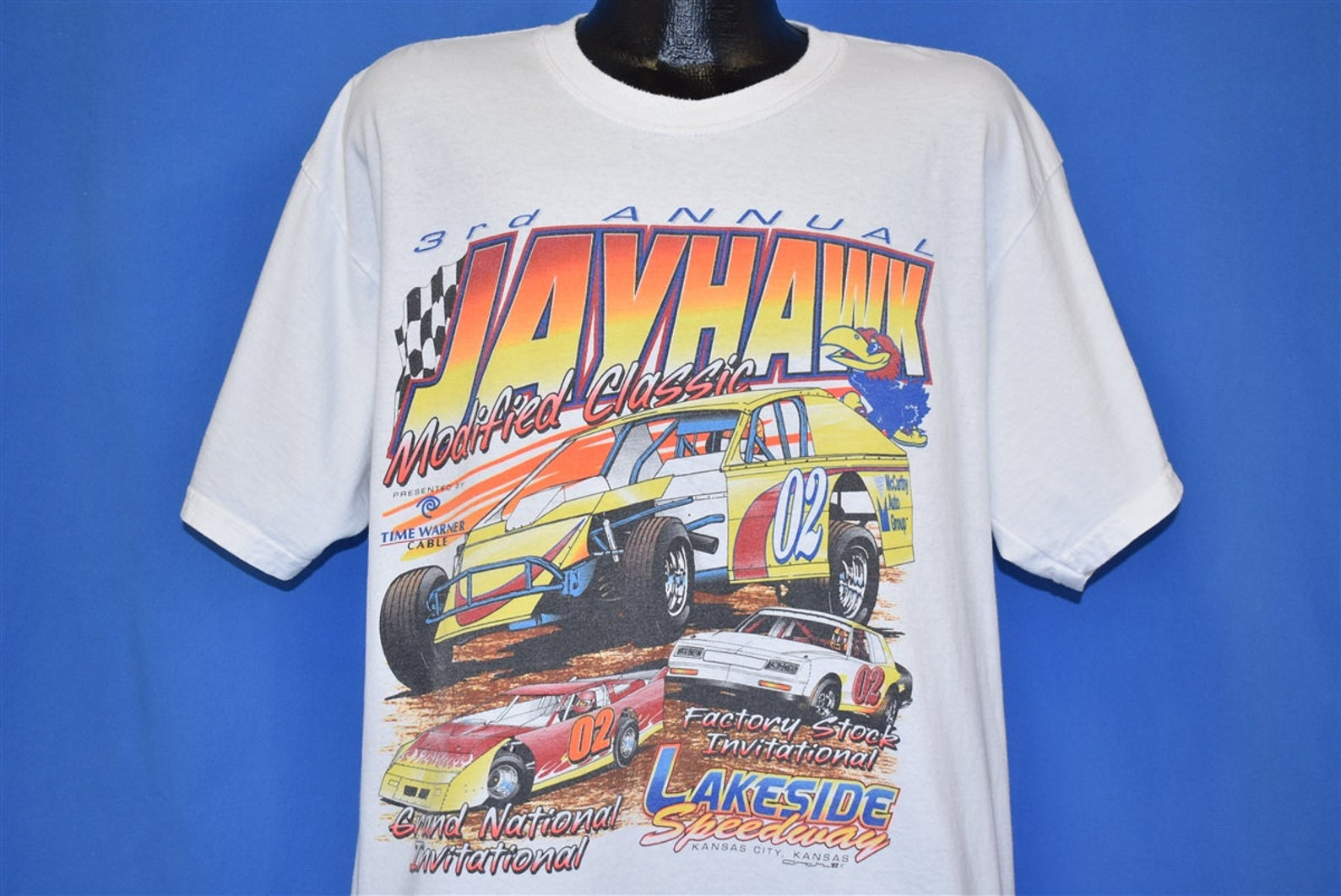 Y2K Jayhawk Modified Classic Lakeside Speedway Kansas City Racing T Shirt Extra