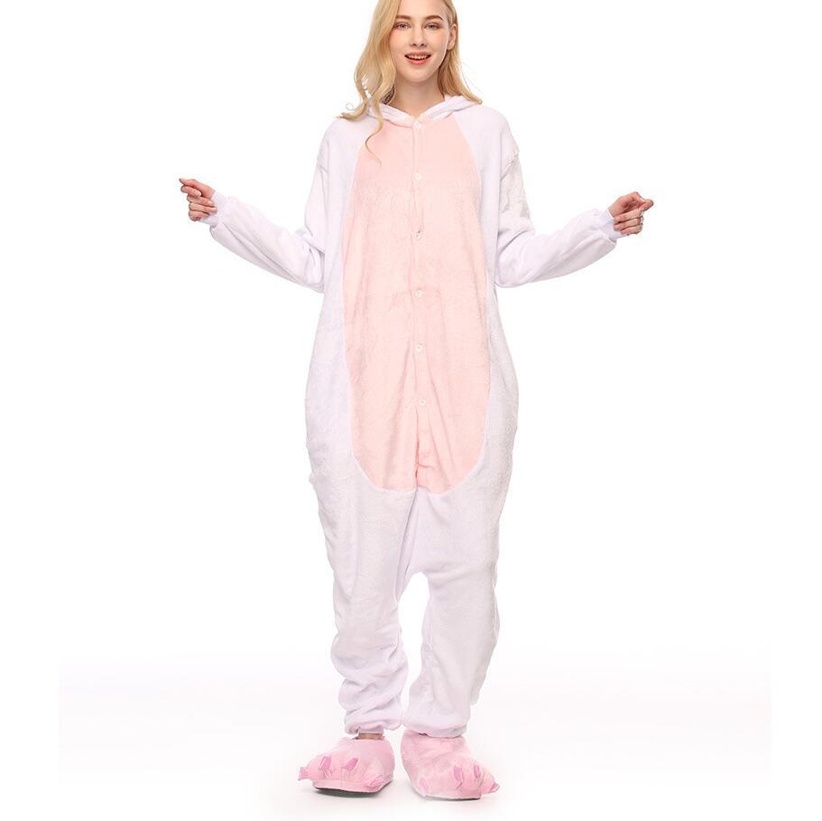 White Unicorn Pajamas Animal Onesie Costume Giraffe Adult Pajamas Unisex Flannel Sleepwear Hoodie For Women Men