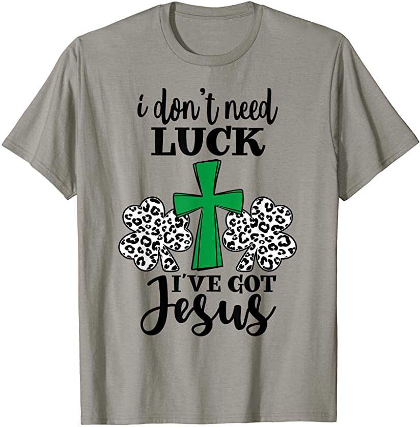 Nn Leopard Shamrock Christian Cross St.Patricks Day T-Shirt