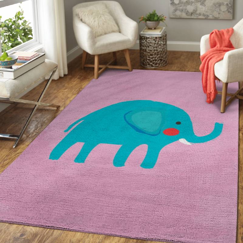 Pink Elephant Painting – Kids Room Cute Animals Area Rug Carpet