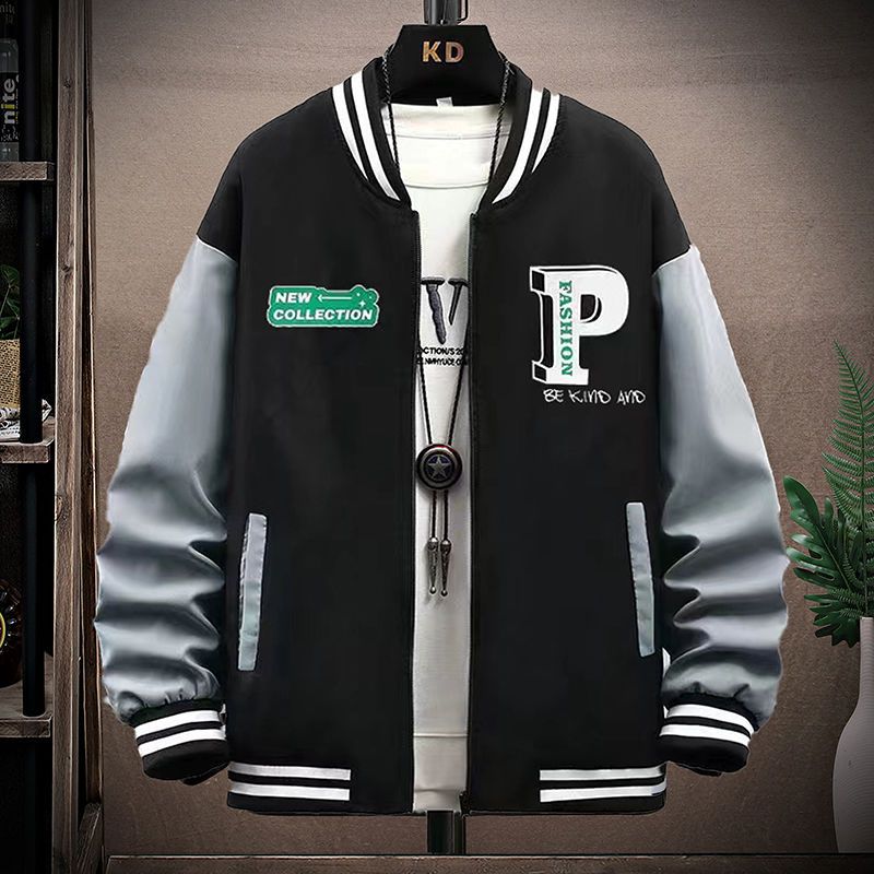 Spring and Autumn Coat Men’s Jacket Baseball Suit Trend Handsome First Senior High School Coat Plus Velvet alx